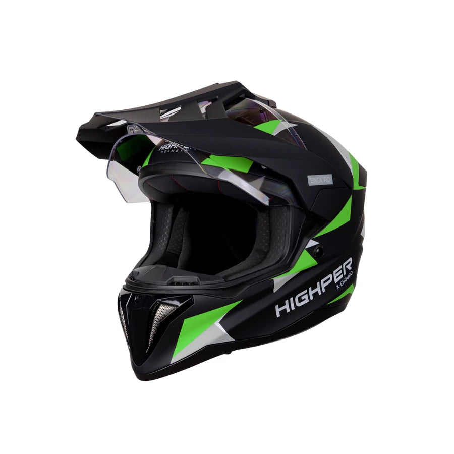 Highper X Enduro Bukósisak Elektromos Rollerhez - Fekete-Zöld