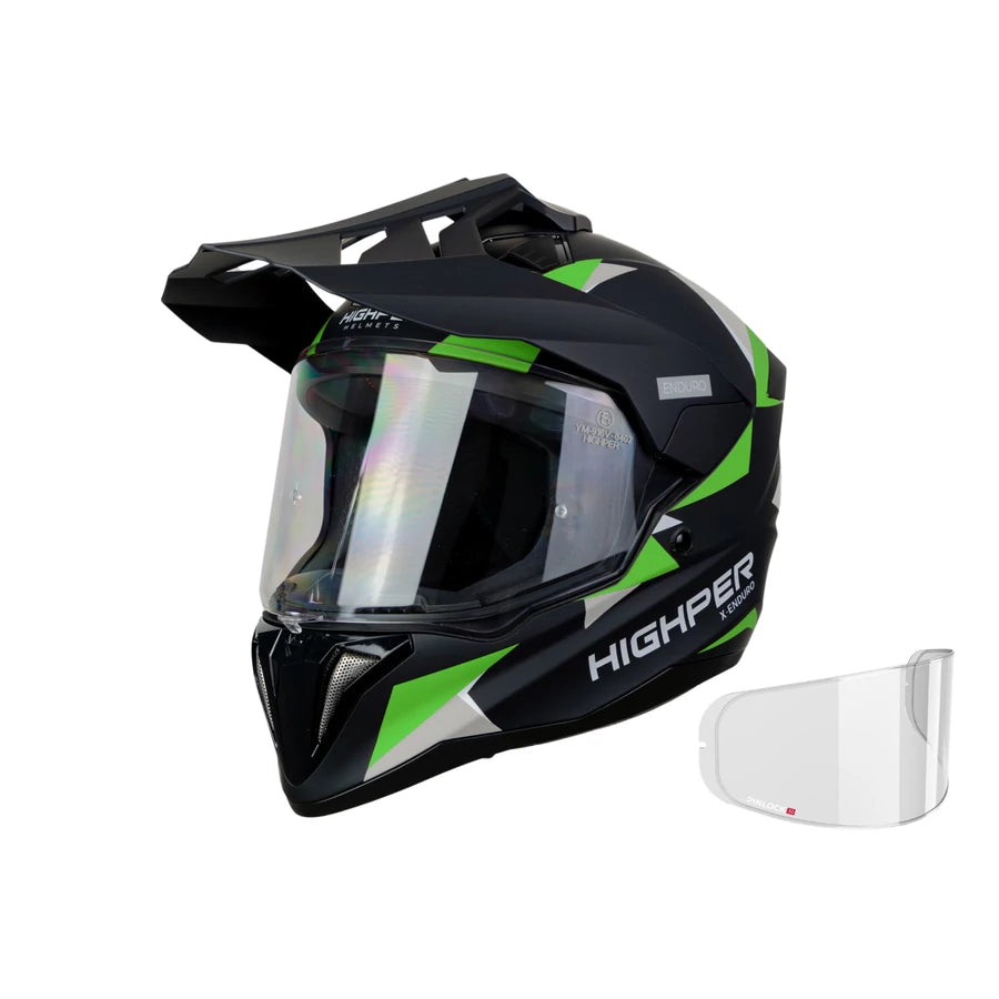 Highper X Enduro Bukósisak Elektromos Rollerhez - Fekete-Zöld