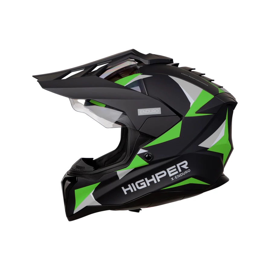 Highper X Enduro Bukósisak Elektromos Rollerhez - Fekete-Zöld