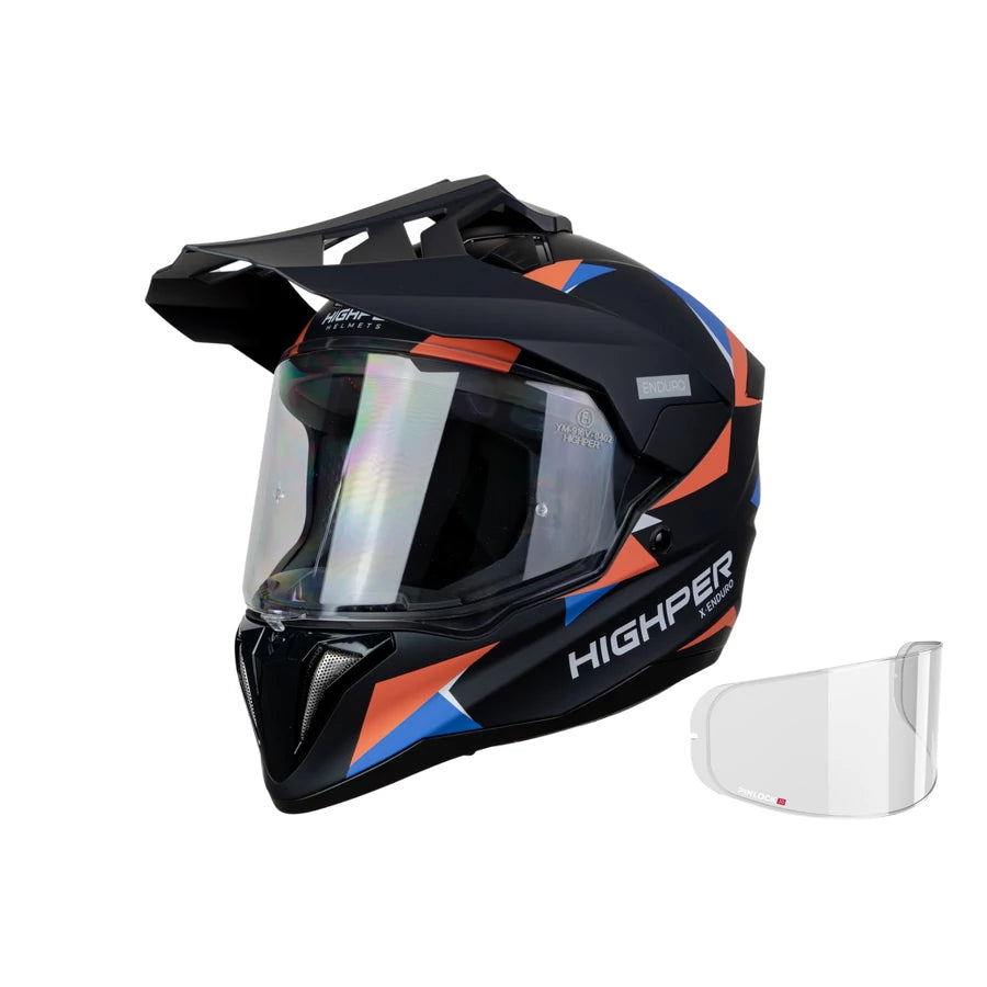Highper X Enduro Bukósisak Elektromos Rollerhez - Fekete-Piros-Kék