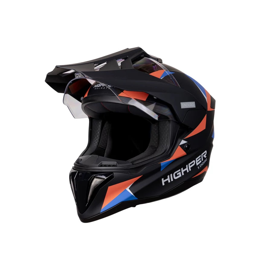 Highper X Enduro Bukósisak Elektromos Rollerhez - Fekete-Piros-Kék
