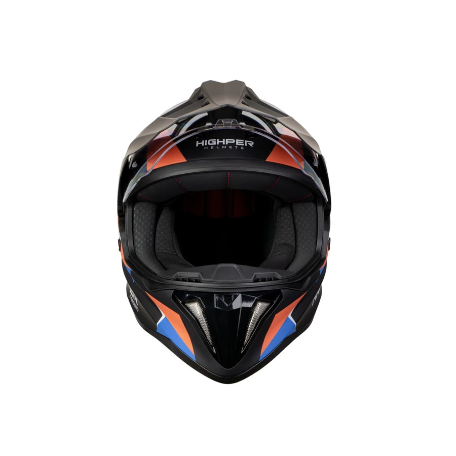 Highper X Enduro Bukósisak Elektromos Rollerhez - Fekete-Piros-Kék